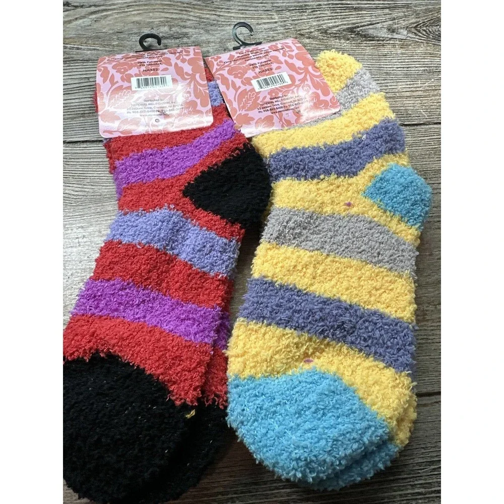 Stocking Stuffer Super Soft Slipper Fuzzy Socks Fun Prints Warm one size‎ NWT
